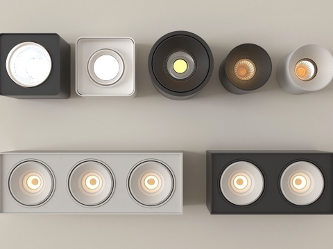 现代筒灯射灯 明装筒灯射灯su模型