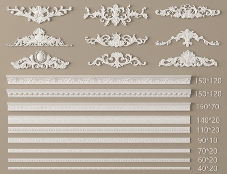 欧式石膏线 雕花 石膏构件su模型