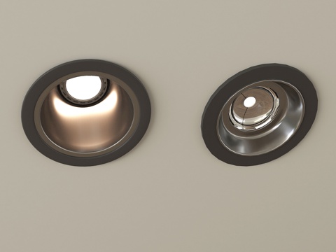 现代筒灯 嵌入式筒灯射灯 牛角灯su模型