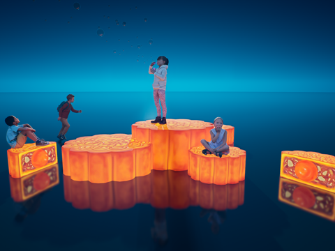 网红打卡国潮古风中秋灯笼集市美陈su模型