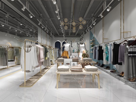  服装店女装店衣服模特3d模型 