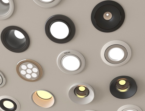 现代筒灯 嵌入式筒灯射灯 牛角灯su模型