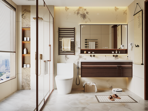 宋式卫生间 干湿分离卫生间 卫浴用品su模型