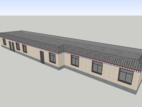 村镇居民楼民宅现代单层住宅宿舍楼班房su模型