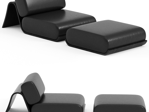  现代意式 OSCAR NIEMEYER 皮革扶手椅3d模型 