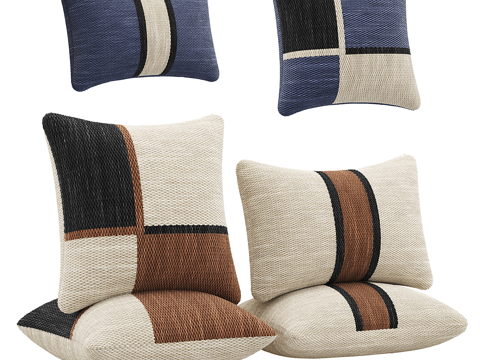  新中式布艺装饰抱枕3d模型 