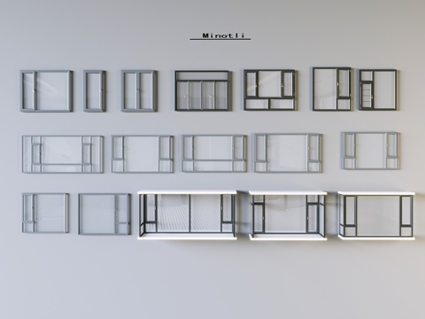  断桥铝平开窗 阳台窗飘窗玻璃窗 单开窗单扇窗3d模型 