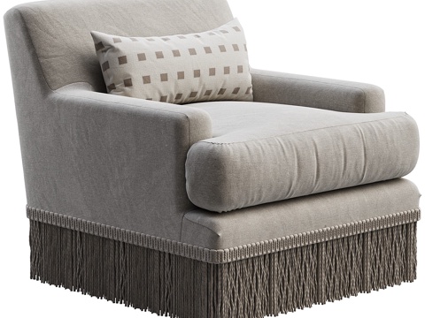  美式简约 Yves 沙发椅3d模型 