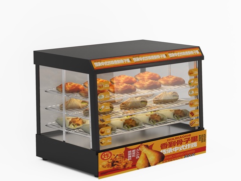 商用保温柜 便利店食物恒温柜 熟食柜 面包汉堡炸鸡保温箱su模型