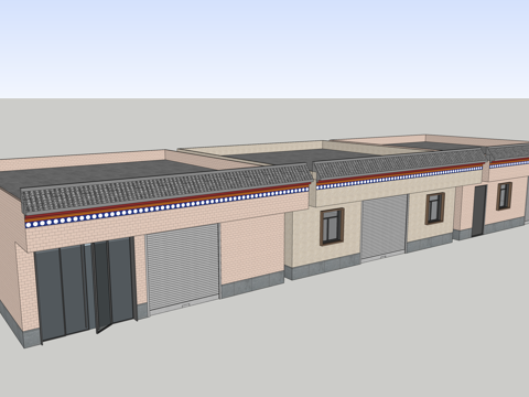 村镇居民楼民宅现代单层住宅宿舍楼班房su模型