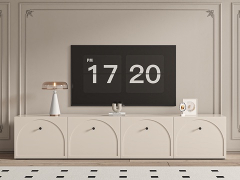 法式奶油电视柜su模型