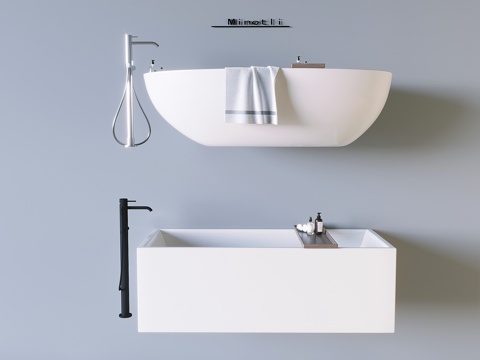 浴缸浴盆水龙头 毛巾浴巾洗护用品 护肤品su模型