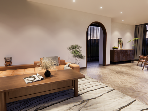 房间  沙发 茶几su模型