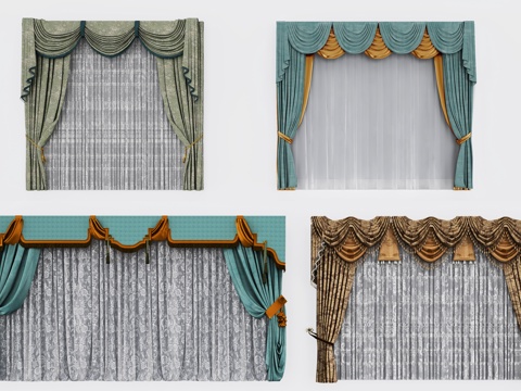  欧式古典窗帘3d模型 