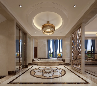 欧式古典门厅 吊灯 电梯3d模型