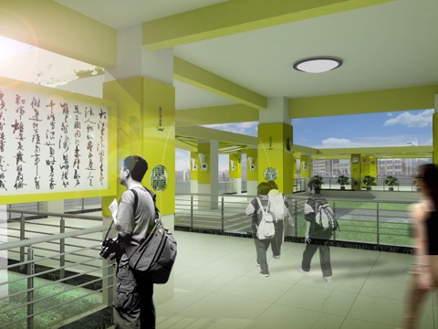  现代中小学架空城3d模型 