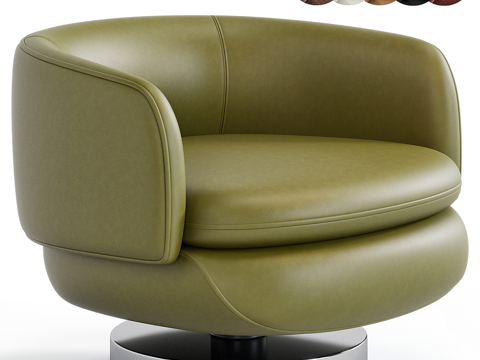  现代意式 Minotti Vivienne 皮革扶手椅3d模型 