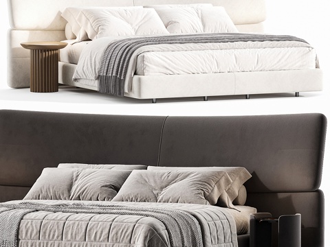  现代意式 Yuna 布艺双人床3d模型 