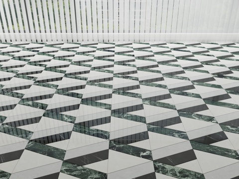  现代石材地面拼花3d模型 