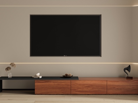 现代中古电视柜su模型