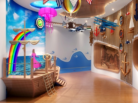  现代商场儿童卡通过道3d模型 