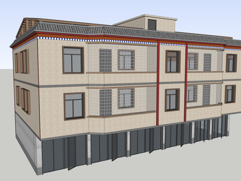 村镇居民楼民宅现代多层住宅自建房su模型