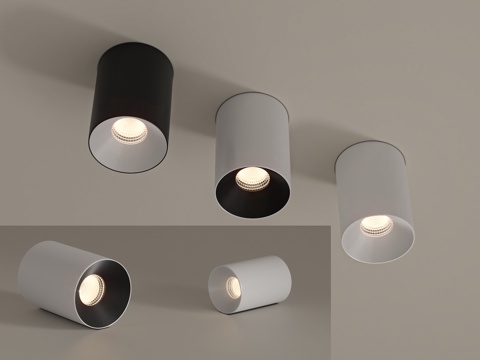 现代明装筒灯su模型