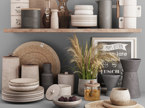  现代侘寂厨房用品 厨房器具3d模型 