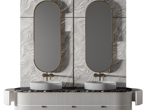 现代轻奢双台盆浴室柜3d模型