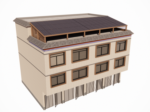 村镇居民楼民宅现代多层住宅自建房su模型