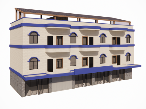 村镇居民楼民宅现代多层住宅自建房su模型