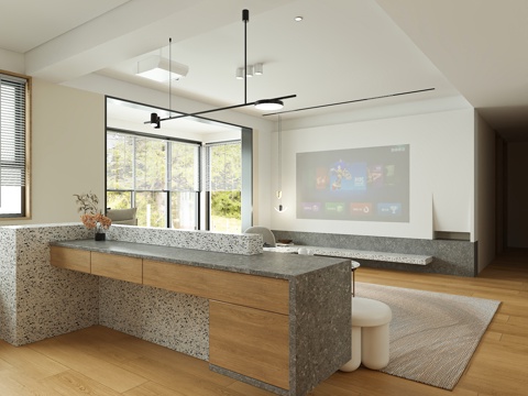  现代简约客餐厅3d模型 