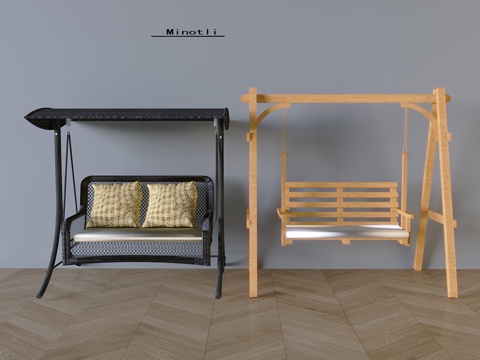 秋千椅吊椅 坐垫靠枕su模型