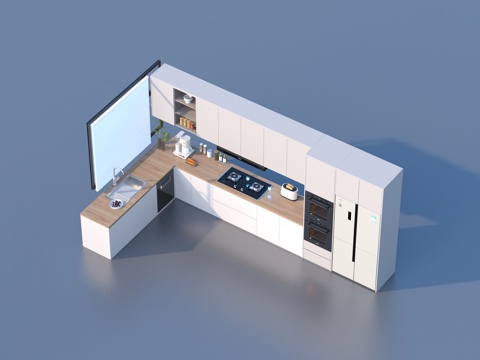  橱柜组合 橱柜 厨具 厨房3d模型 