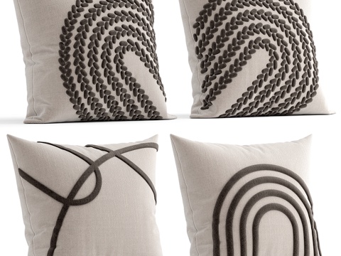  新中式侘寂布艺装饰抱枕3d模型 