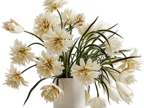  植物花束花瓶 763d模型 