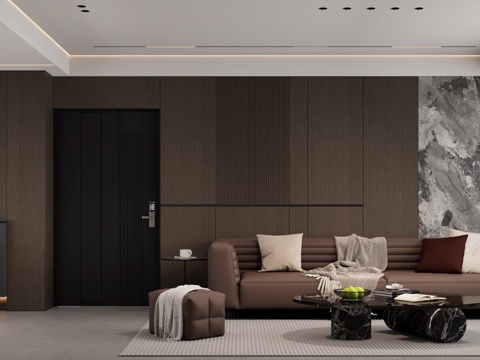  意式客餐厅 意式沙发  意式餐桌 意式酒柜  意式厨房3d模型 