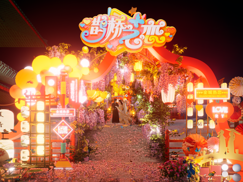 网红打卡国潮古风非遗文化中秋节su模型