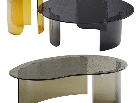  现代意式 Trésor Giorgio 玻璃茶几组合3d模型 