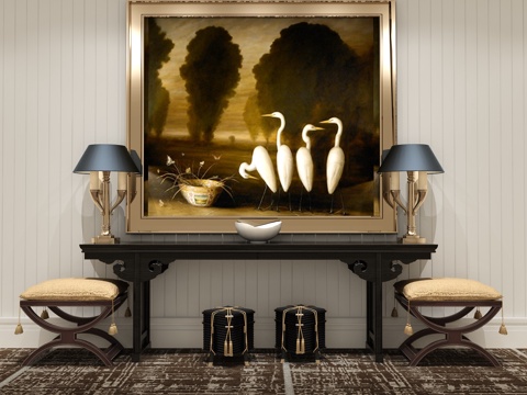  新古典端景台案几3d模型 