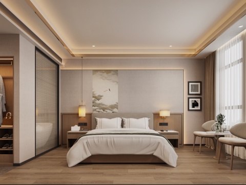  酒店客房 全季酒店客房 民宿客房 名宿酒店3d模型 