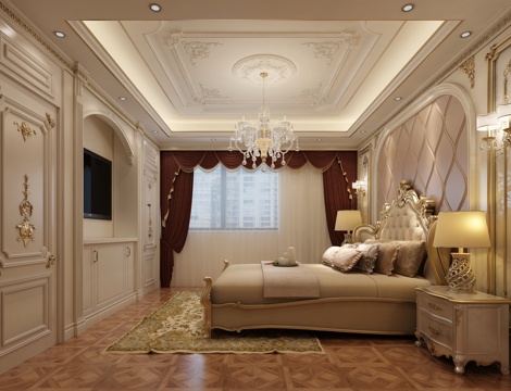  欧式古典卧室3d模型 