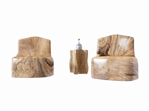  现代木雕休闲椅组合3d模型 