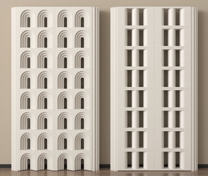 现代水泥砖隔断 镂空水泥砖隔断 空心砖 镂空砖su模型