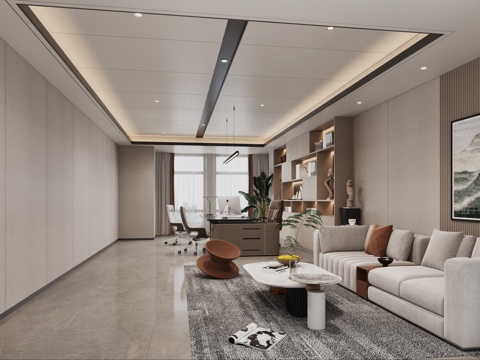  意式办公室 总经理办公室 经理办公室 财务室 现代办公室3d模型 