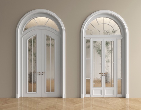 法式玻璃门 双开门 圆弧门 厨卫门 阳台门su模型