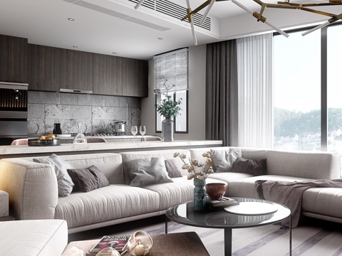  现代简约会客厅3d模型 