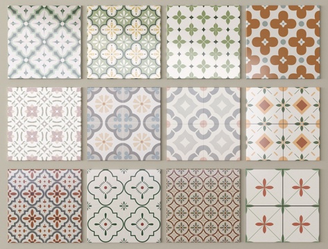 中古复古砖花砖 地砖 仿古砖su模型