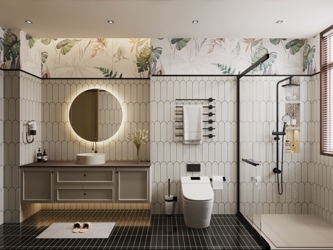  法式卫生间3d模型 