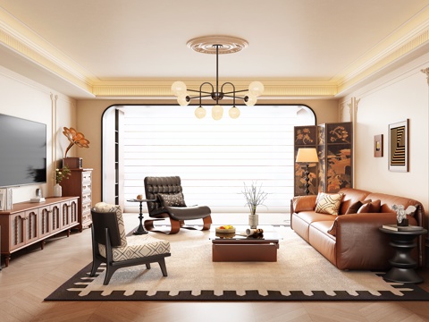 法式中古风客厅su模型